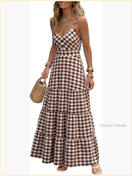 Dresses & Skirts - Spaghetti Strap Smocked A-Line Maxi Dress Casual Long Vacation